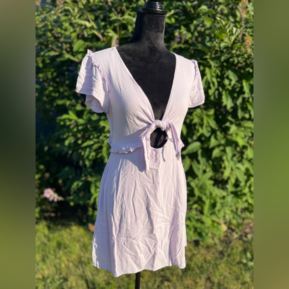 lulus lavender purple tie bust cutout ruffle summer sun dress